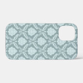 Rococo Damast Rpt Patroon Eendenei Blauw+Turquoise Case-Mate iPhone Case (Achterkant (horizontaal))