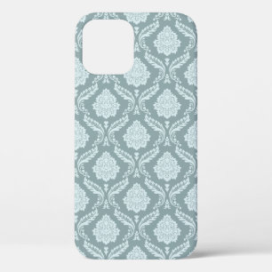 Rococo Damast Rpt Patroon Eendenei Blauw+Turquoise Case-Mate iPhone Case