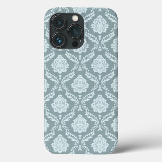 Rococo Damast Rpt Patroon Eendenei Blauw+Turquoise Case-Mate iPhone Case (Achterkant)