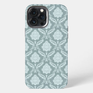 Rococo Damast Rpt Patroon Eendenei Blauw+Turquoise iPhone 13 Pro Max Hoesje
