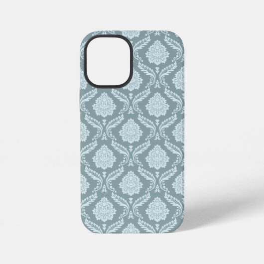 Rococo Damast Rpt Patroon Eendenei Blauw+Turquoise iPhone Hoesje (Achterkant)