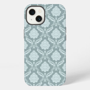 Rococo Damast Rpt Patroon Eendenei Blauw+Turquoise iPhone 13 Hoesje