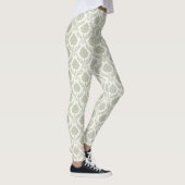 Rococo Damast Rpt Patroon Groen op Crème Leggings (Rechts)