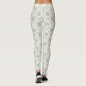 Rococo Damast Rpt Patroon Groen op Crème Leggings (Achterkant)