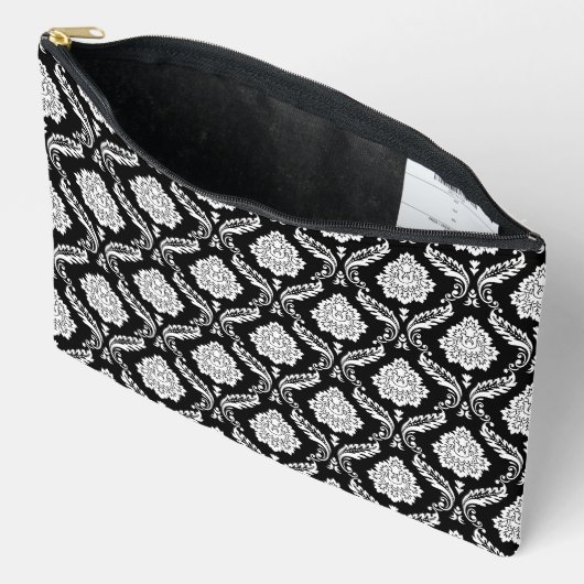 Rococo Damast Rpt Patroon Wit op Zwart Etui (Open)