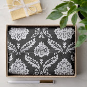 Rococo Damast Rpt Patroon Wit op Zwart Tissuepapier (Geschenk)