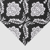 Rococo Damast Rpt Patroon Wit op Zwart Tissuepapier (Detail)