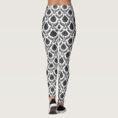 Rococo Damast Rpt Patroon Zwart op Wit Leggings (Achterkant)