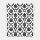 Rococo damastpatroon zwart op wit fleece deken (Voorkant)