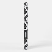 Rococo Damastpatroon Zwart op Wit iPhone Hoesje (Rechterkant)