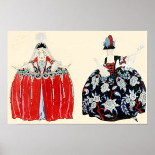 ROCOCO DAMES SCHOONHEID, MODE KOSTUUMONTWERPER POSTER