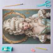 Rococo Duchess in Teal and Gold Decoupage Paper Tissuepapier (Craft)