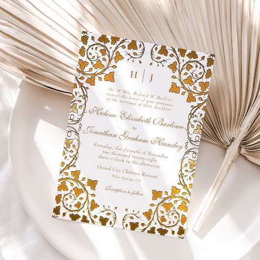 Rococo  Elegant Classic Formal Wedding Kaart