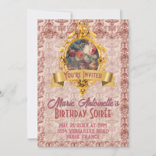 Rococo Esthetische Verjaardagsfeestje Zachte Renai Kaart (Voorkant)