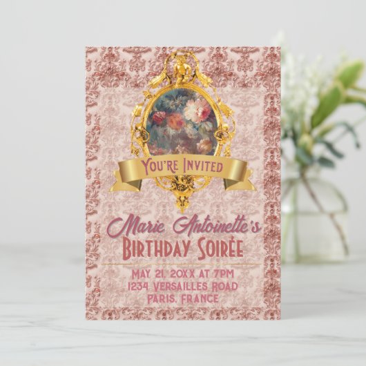 Rococo Esthetische Verjaardagsfeestje Zachte Renai Kaart (Staand voorkant)