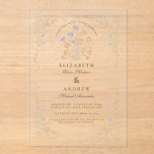 Rococo Floral Antiek Lijst bruiloft Acryl Uitnodigingen (Voorkant)