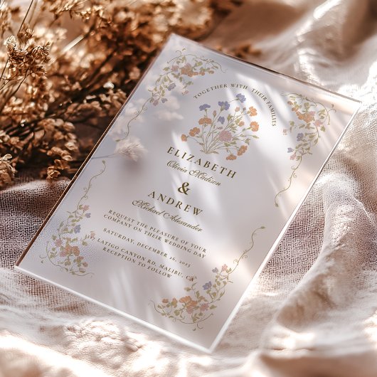 Rococo Floral Antiek Lijst bruiloft Acryl Uitnodigingen