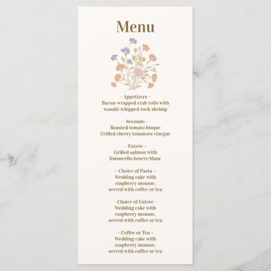 Rococo Floral Antiek Lijst bruiloft Menu (Voorkant)