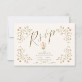 Rococo Floral Antiek Lijst bruiloft RSVP Kaartje (Voorkant)
