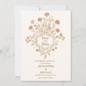 Rococo Floral Antiek Lijst bruiloft Save The Date (Voorkant)