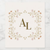 Rococo Floral Antiek Lijst bruiloft Wijn Etiket (Enkel label)