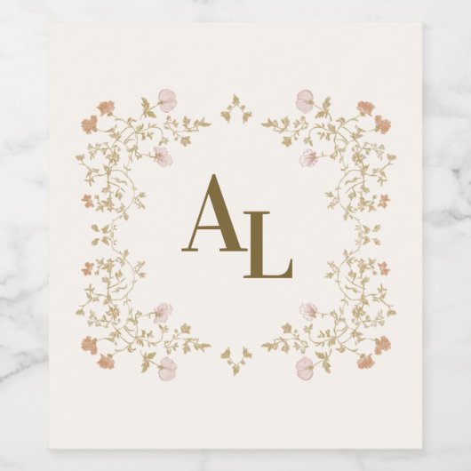 Rococo Floral Antiek Lijst bruiloft Wijn Etiket (Enkel label)