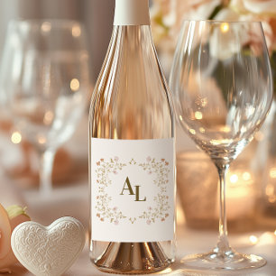 Rococo Floral Antiek Lijst bruiloft Wijn Etiket