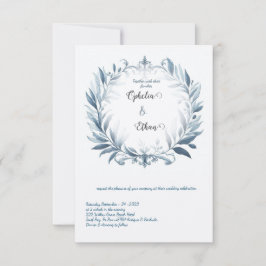 Rococo Floral Border bruiloft uitnodiging