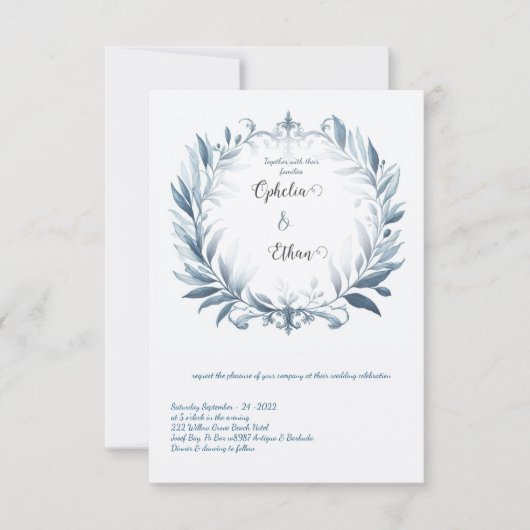 Rococo Floral Border bruiloft uitnodiging (Voorkant)