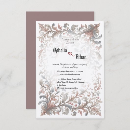  Rococo Floral bruiloft uitnodiging (Voorkant / Achterkant)