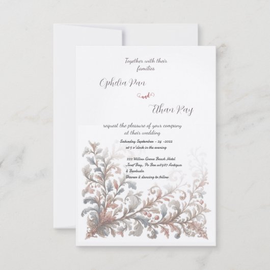 Rococo Floral bruiloft uitnodiging (Voorkant)