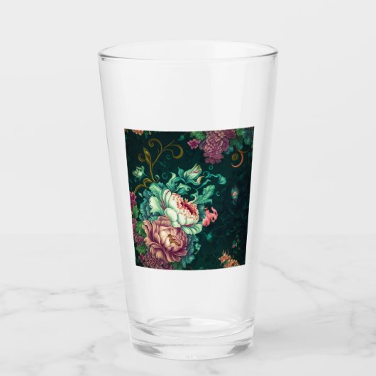 Rococo Floral Decoration Glass Tumbler (Voorkant)