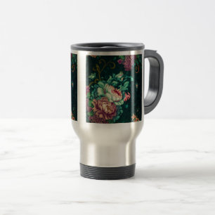 Rococo Floral Decoration Travel/Commuter Mok, 15 o Reisbeker