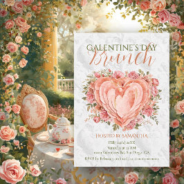 Rococo Floral Heart Galentine’s Brunch Garden Kaart