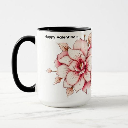 Rococo Floral Heart Personalized Vintage Coffee Mok (Links)