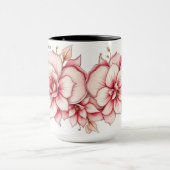 Rococo Floral Heart Personalized Vintage Coffee Mok (Midden)
