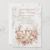 Rococo Floral Tea Galentine Party Soft Blush Kaart (Voorkant)