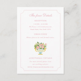 Rococo Floral Vase Wedding Details Informatiekaartje