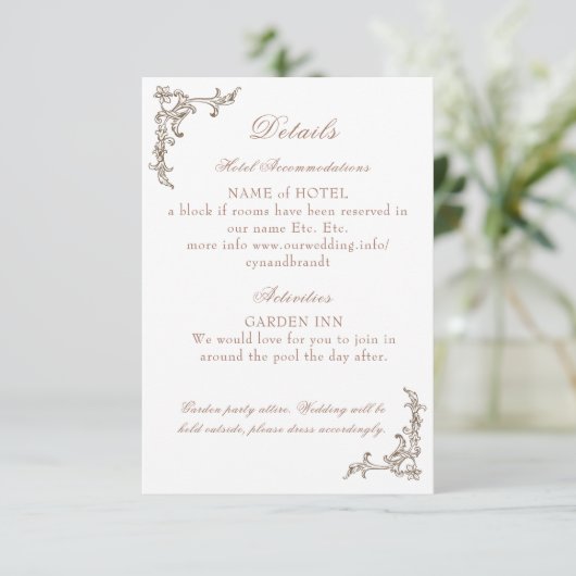 Rococo Florentine monochrome monogram Informatiekaartje (Staand voorkant)