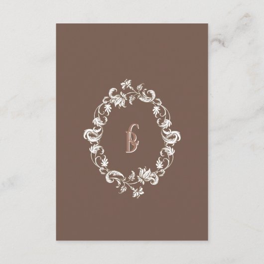 Rococo Florentine monochrome monogram Informatiekaartje (Achterkant)