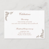 Rococo Florentine monochrome monogram Informatiekaartje (Voorkant)