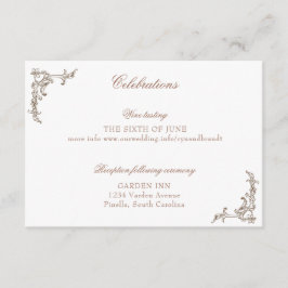 Rococo Florentine monochrome monogram Informatiekaartje