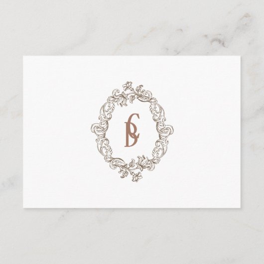 Rococo Florentine monochrome monogram Informatiekaartje (Achterkant)