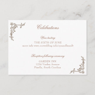 Rococo Florentine monochrome monogram Informatiekaartje