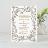 Rococo Florentine monochrome monogram Kaart (Staand voorkant)