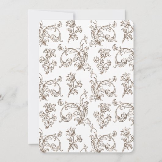 Rococo Florentine monochrome monogram Kaart (Achterkant)