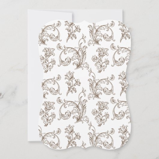 Rococo Florentine monochrome monogram Kaart (Achterkant)