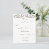 Rococo Florentine monochrome monogram RSVP Kaartje (Staand voorkant)