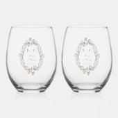 Rococo florentine monogram wijnglas zonder voet (Voorkant)
