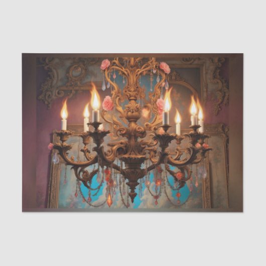 Rococo Franse kroonluchter 3 Decoupage Papier (Voorkant)